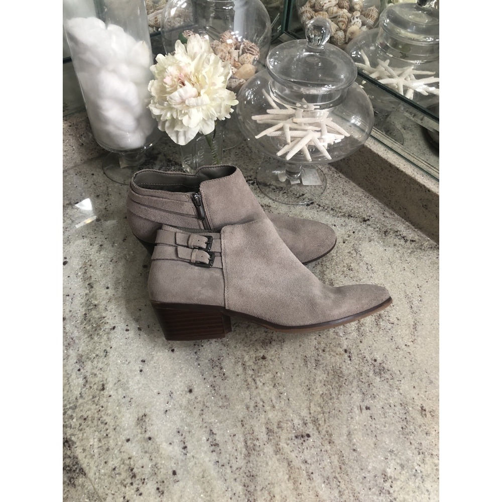 SAM EDELMAN "PETAL" Grey Suede Ankle Boots w/Buckle Sz 10 Booties